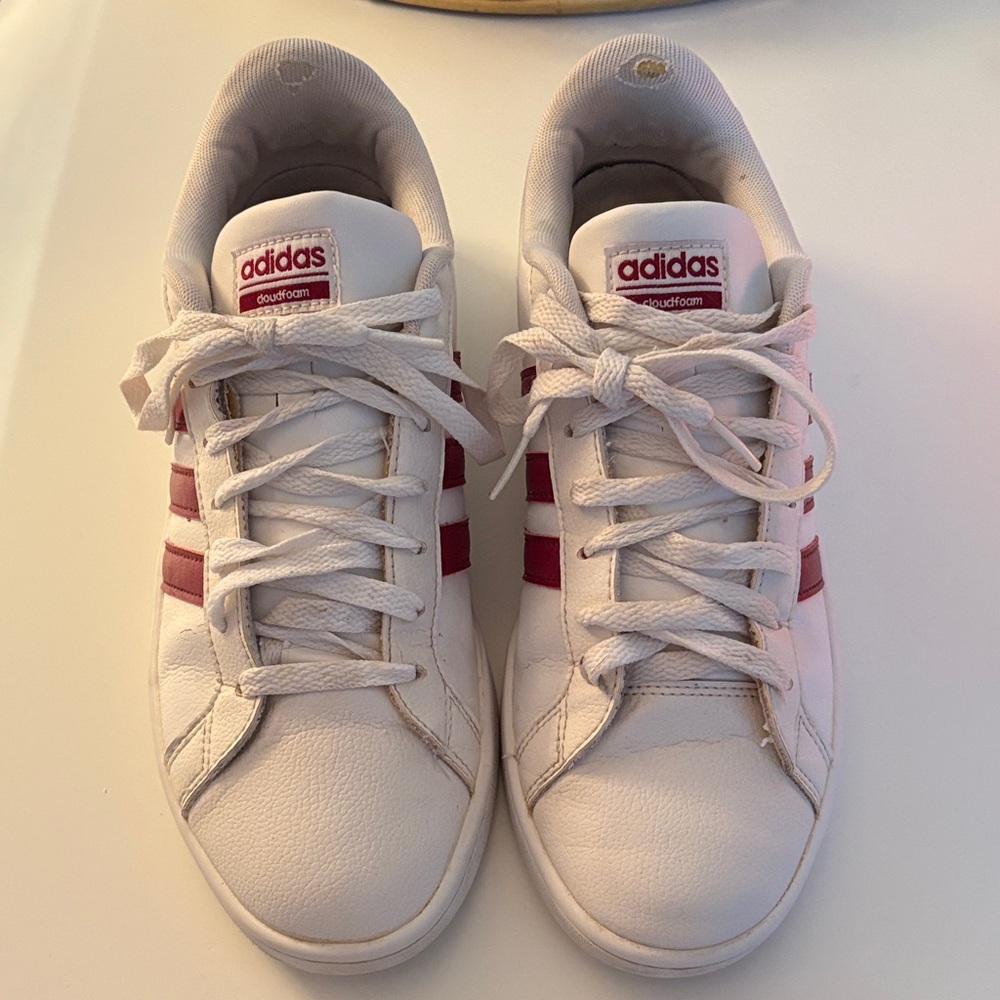 adidas White Sneakers with red Stripes